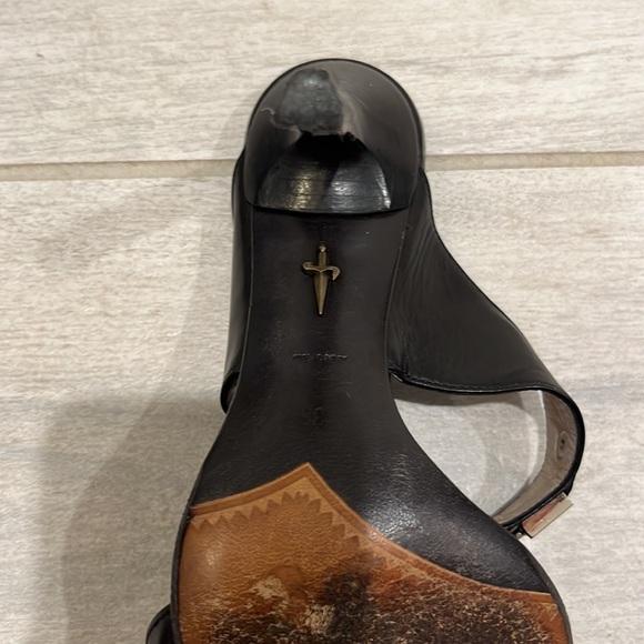 Cesare Paciotti Black Leather 2 Strap Stiletto Heels with Silver Dagger Charm - Picture 16 of 16